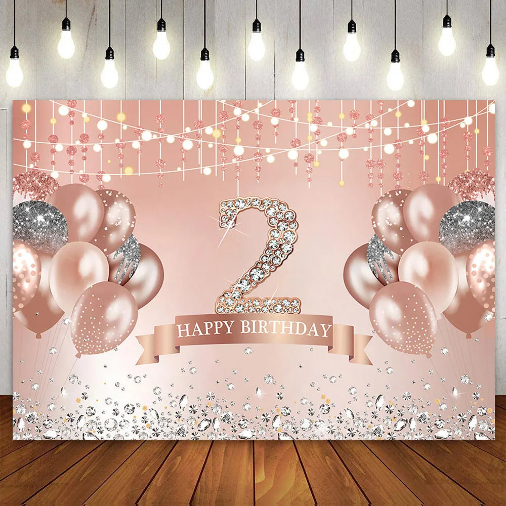 Happy 2nd Birthday Backdrop for Girls Second Years Old Pink Rose Gold 2 Bday Party Decoration Cake Banner Photography Background
Happy 2nd Birthday Backdrop for Girls Second Years Old Pink Rose Gold 2 Bday Party Decoration Cake Banner Photography Background
