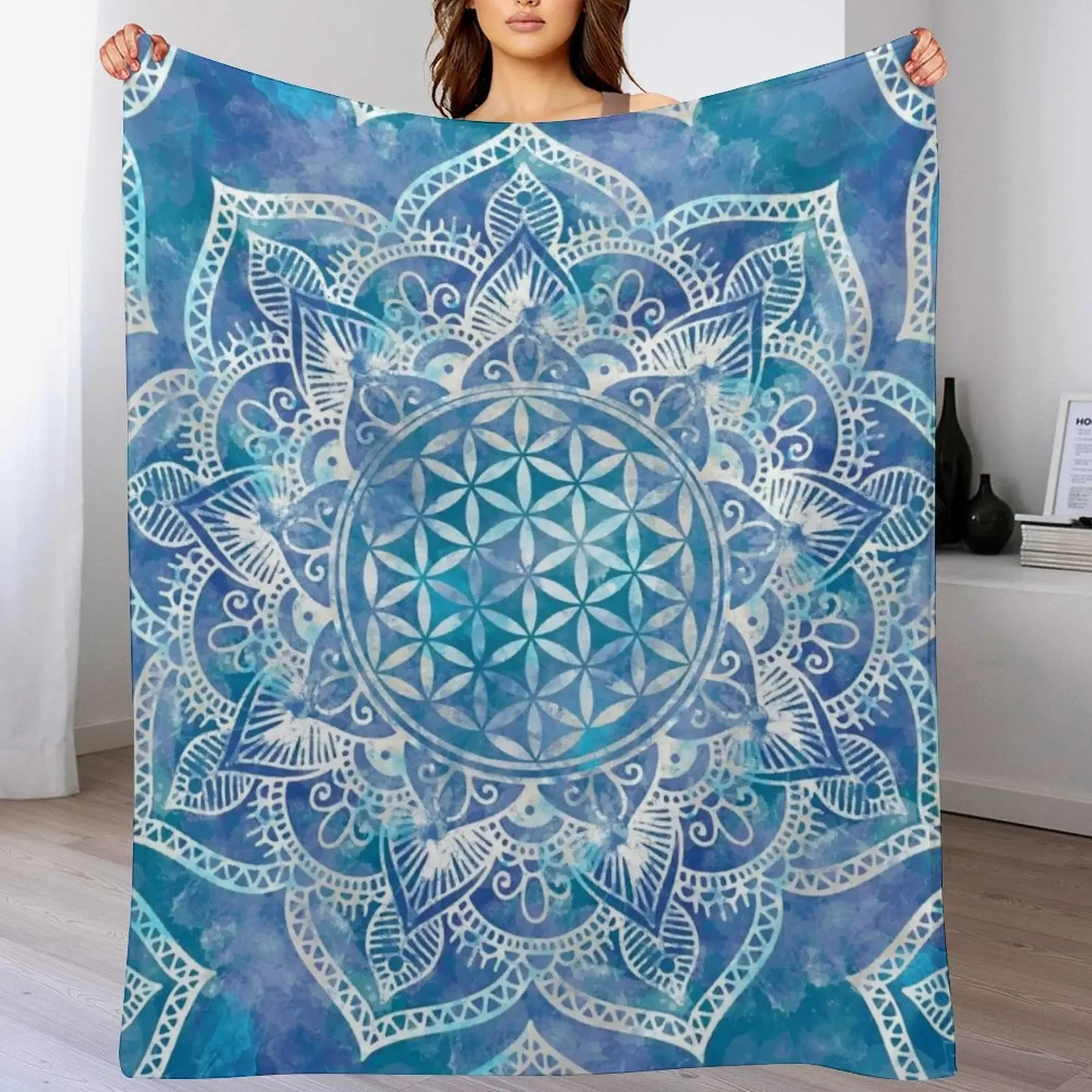Flower of Life in Lotus - Watercolor Blue Throw Blanket Plaid Decoratives warm for winter Beautifuls Blankets
Flower of Life in Lotus - Watercolor Blue Throw Blanket Plaid Decoratives warm for winter Beautifuls Blankets