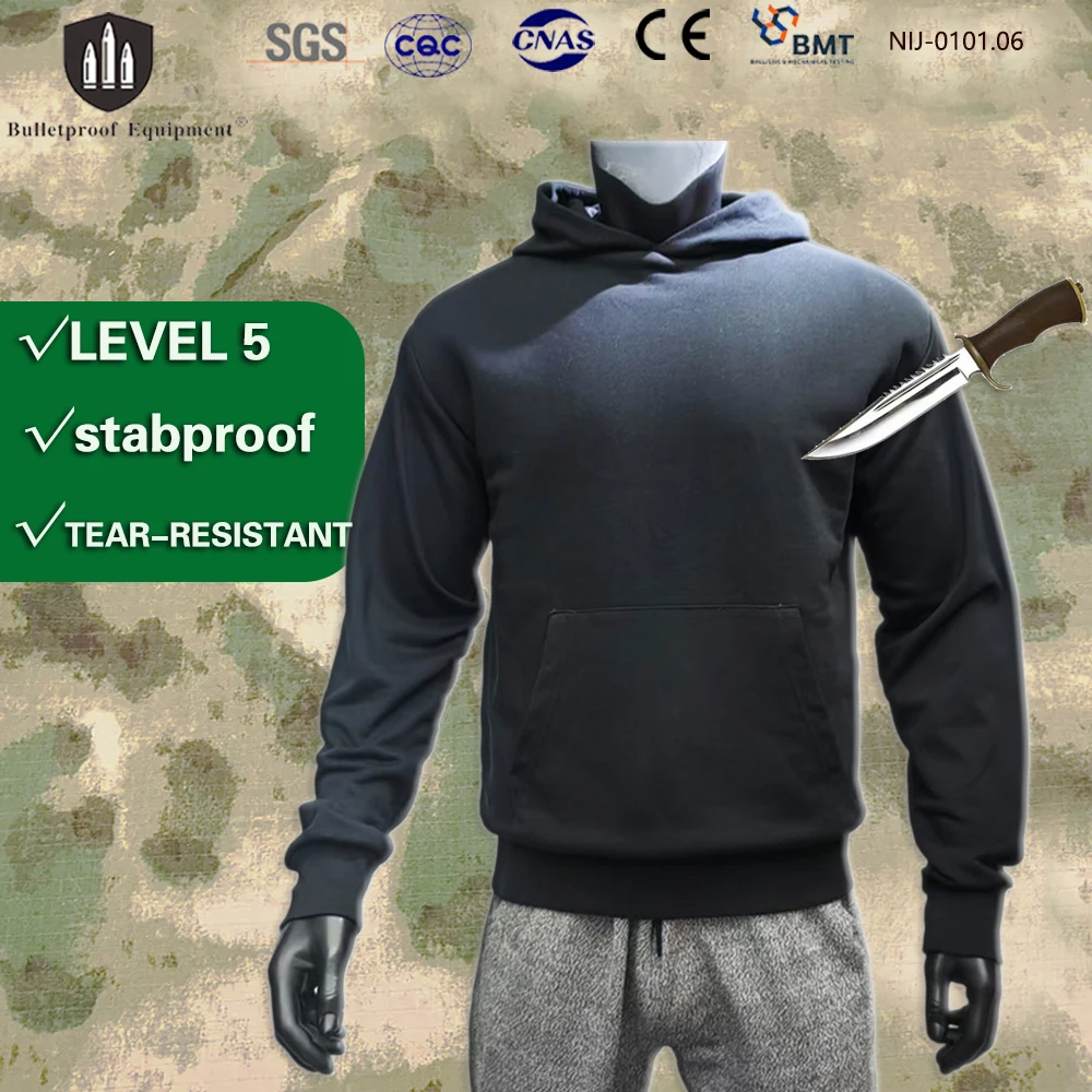 SGS Level 5 Stab Proof Hoodie Concealable Soft Anti-Slash Tactical Self-Defense Sweatshir for Survival Security&Daily Protection
SGS Level 5 Stab Proof Hoodie Concealable Soft Anti-Slash Tactical Self-Defense Sweatshir for Survival Security&Daily Protection