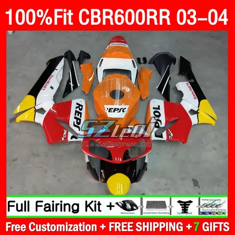 OEM Fairing For HONDA CBR 600RR 600 RR CBR600 RR 600CC CBR600F5 186Q1.8 Repsol red CBR600RR F5 2003 2004 03 04 Injection Body