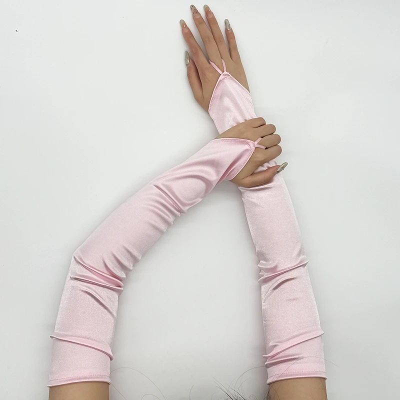Long Satin Hook Finger Gloves Sunscreen Stretchy Arm Sleeves Wedding Bride Stage Performance Dress Gloves
Long Satin Hook Finger Gloves Sunscreen Stretchy Arm Sleeves Wedding Bride Stage Performance Dress Gloves