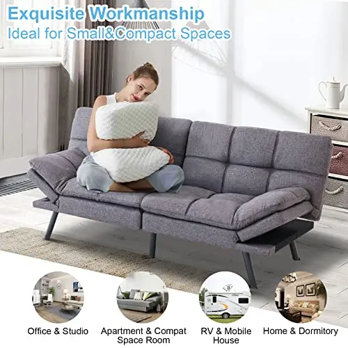 Dark Grey Linen Memory Foam Convertible Sofa Bed With Adjustable Backrest And Metal Legs For Compact Living Spaces
Dark Grey Linen Memory Foam Convertible Sofa Bed With Adjustable Backrest And Metal Legs For Compact Living Spaces