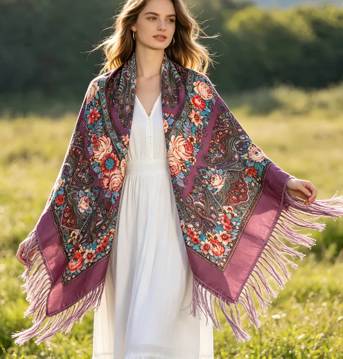 New ethnic style Russian square scarf with printed tassel shawl Bohemian scarf for autumn and winter 130*130CM P1
New ethnic style Russian square scarf with printed tassel shawl Bohemian scarf for autumn and winter 130*130CM P1