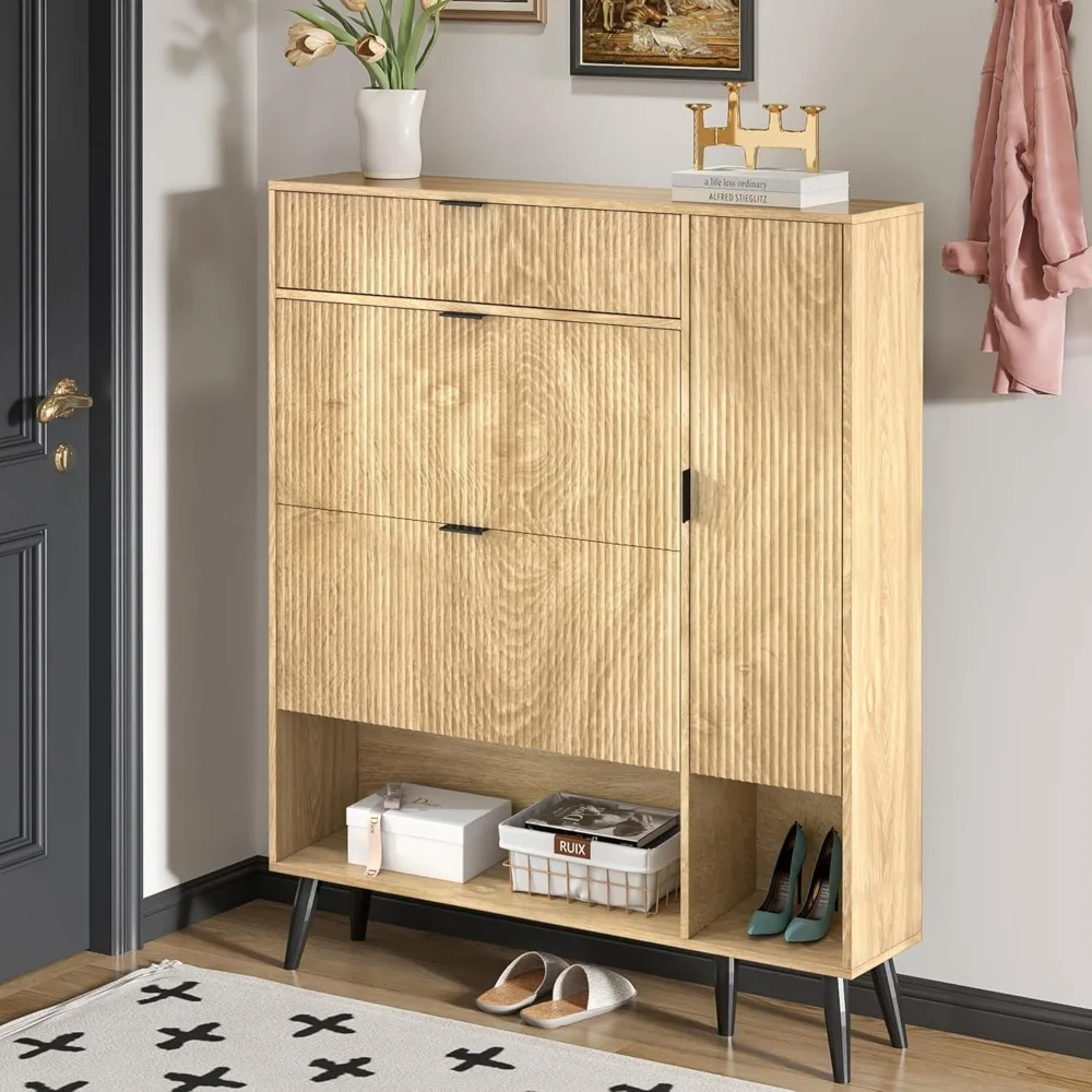 Shoe Storage Cabinet with 2 Flip Drawers Narrow Shoe Cabinet with Doors Freestanding Shoe Organizer Cabinet with Adjustable Shel
Shoe Storage Cabinet with 2 Flip Drawers Narrow Shoe Cabinet with Doors Freestanding Shoe Organizer Cabinet with Adjustable Shel