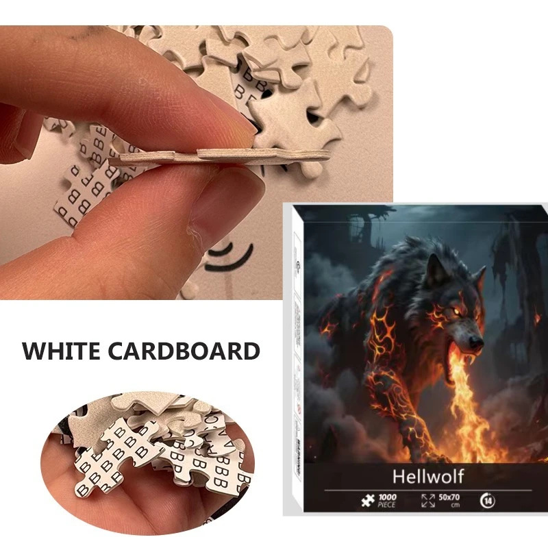 High Quality White Cardboard Jigsaw Puzzle 1 Box 1000 Pieces Wolf Puzzles for Adult Hellwolf Family Challenge Game Gift
High Quality White Cardboard Jigsaw Puzzle 1 Box 1000 Pieces Wolf Puzzles for Adult Hellwolf Family Challenge Game Gift