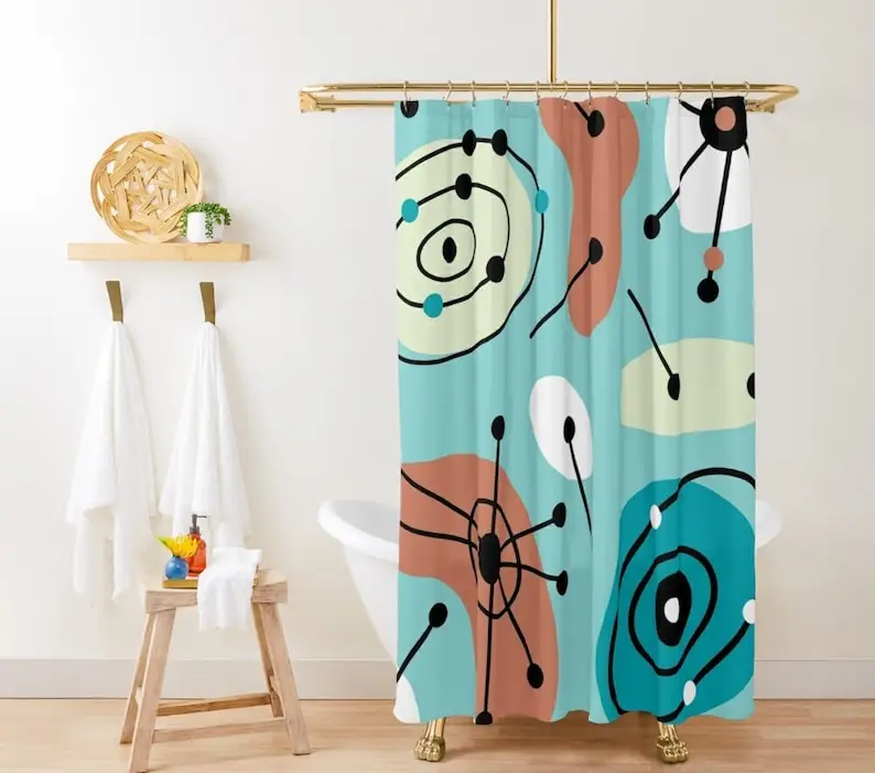Atomic Starburst Shower Curtain, Mid Century Modern Bathroom, Retro Bath Decor
Atomic Starburst Shower Curtain, Mid Century Modern Bathroom, Retro Bath Decor