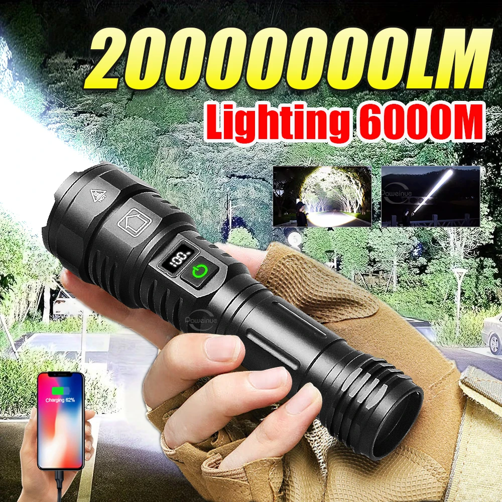 Ультра яркий фонарик, перезаряжаемый светильник, самые мощные фонарики дальнего действия, водонепроницаемый фонарик, цифровой дисплей, лампа для кемпинга
Ультра яркий фонарик, перезаряжаемый светильник, самые мощные фонарики дальнего действия, водонепроницаемый фонарик, цифровой дисплей, лампа для кемпинга