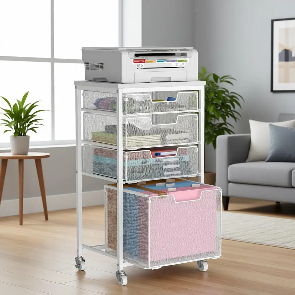 White Mobile Cart with Wheels, Home Office Storage, Hanging Organizer, Under Desk Shelf, Multifunction Utility Cart & Printer St
White Mobile Cart with Wheels, Home Office Storage, Hanging Organizer, Under Desk Shelf, Multifunction Utility Cart & Printer St