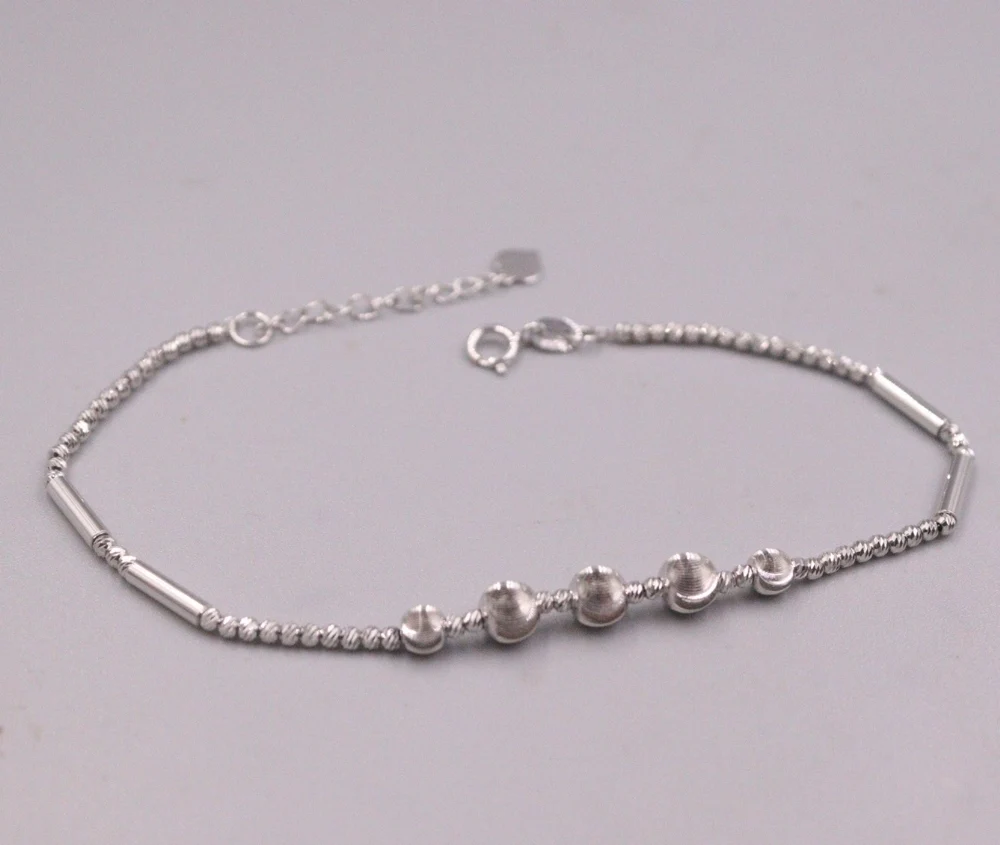 Real Pure 18K White Gold Chain Women 5mm Long Stick Bead Link Adjust Bracelet 3.8g
Real Pure 18K White Gold Chain Women 5mm Long Stick Bead Link Adjust Bracelet 3.8g