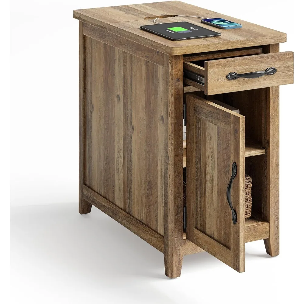 Farmhouse End Table with Charging Station, Narrow Side Table for Living Room, Sofa Side Table with Drawer and Storage Cabinet,
Farmhouse End Table with Charging Station, Narrow Side Table for Living Room, Sofa Side Table with Drawer and Storage Cabinet,