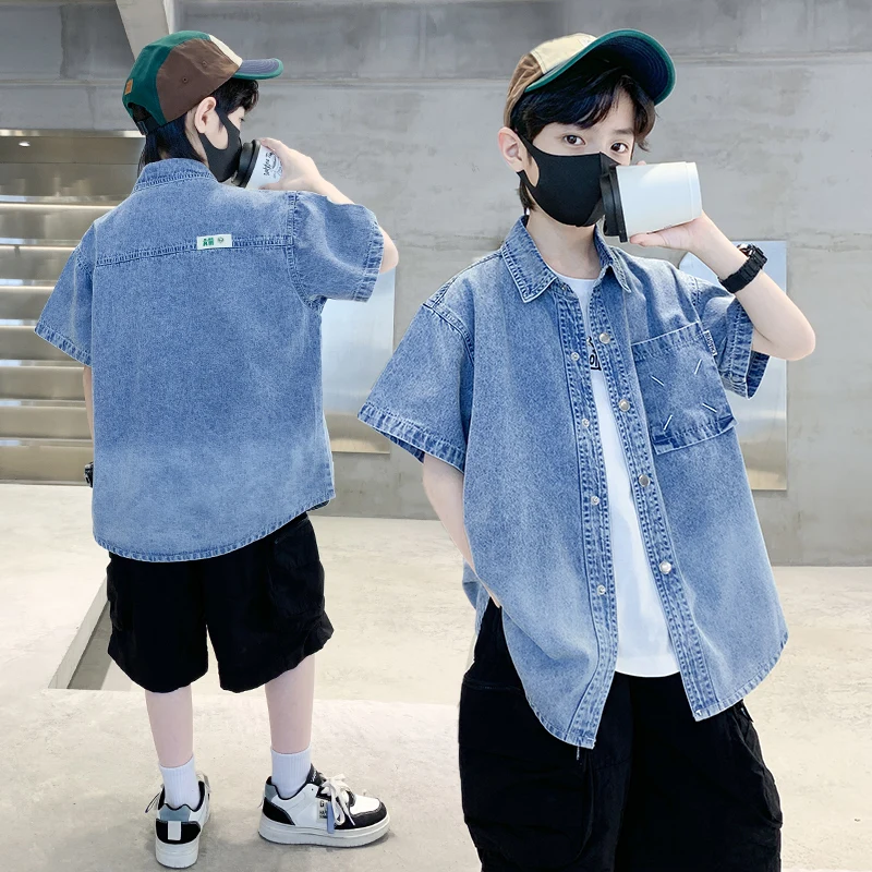 Boys Denim Shirt Kids Classic Denim Toddler Summer Simple And Fashionable Denim Short Sleeved Shirt For Kids Shirt Size 4-14Y
Boys Denim Shirt Kids Classic Denim Toddler Summer Simple And Fashionable Denim Short Sleeved Shirt For Kids Shirt Size 4-14Y