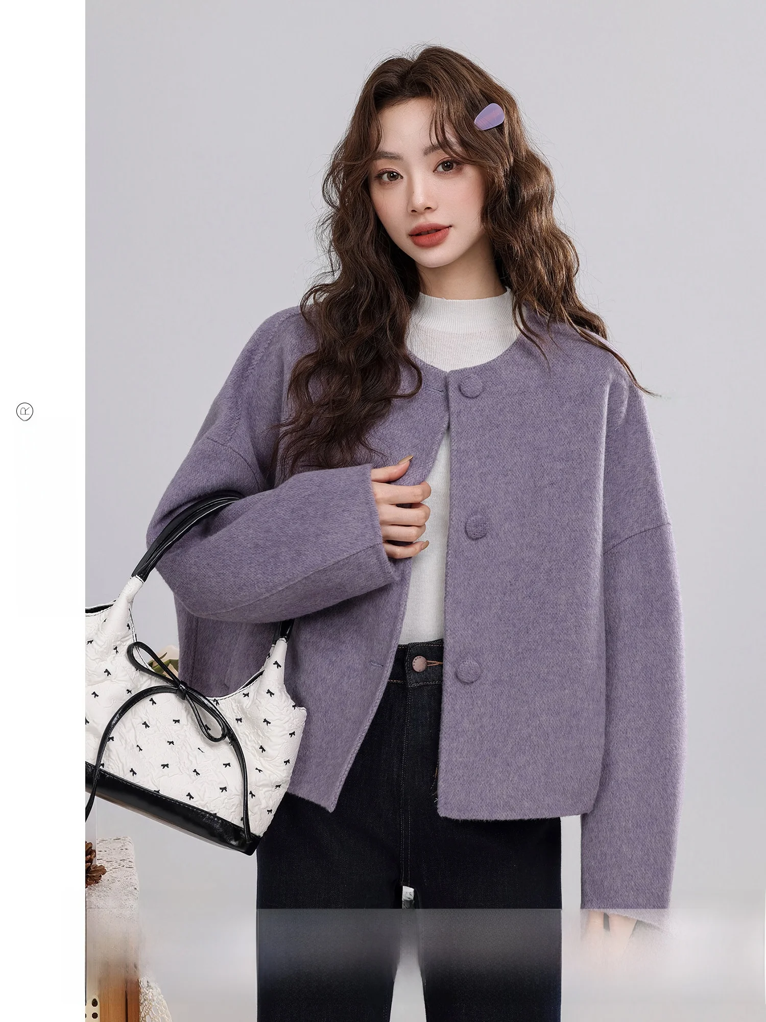 Youxiang Mist Purple Winter New Arrival Women's Woolen Coat Double-sided round Ne Commute Friendly Long Sve Korean Sle
Youxiang Mist Purple Winter New Arrival Women's Woolen Coat Double-sided round Ne Commute Friendly Long Sve Korean Sle