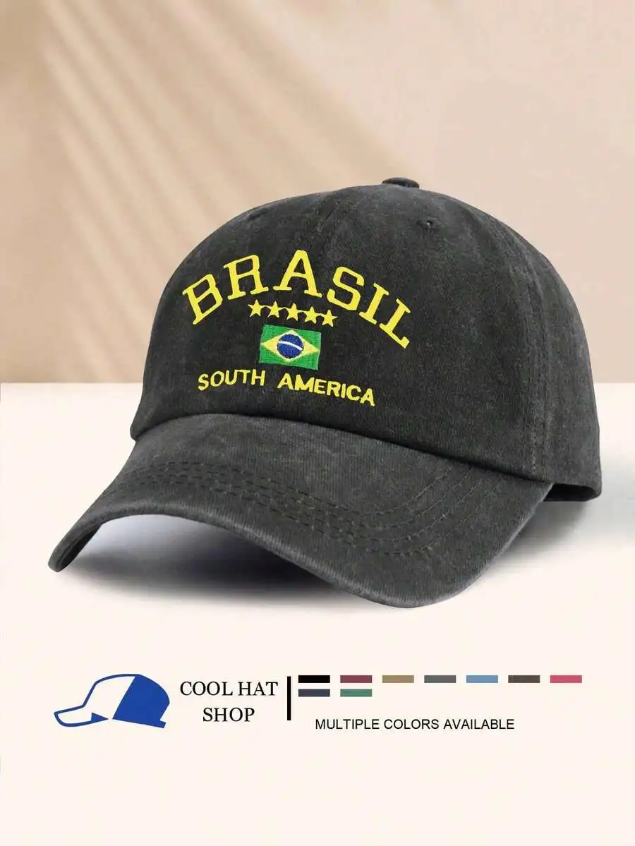 Vintage Washed Brazil Embroidered Baseball Cap Unisex Adjustable Curved Brim Hat
Vintage Washed Brazil Embroidered Baseball Cap Unisex Adjustable Curved Brim Hat