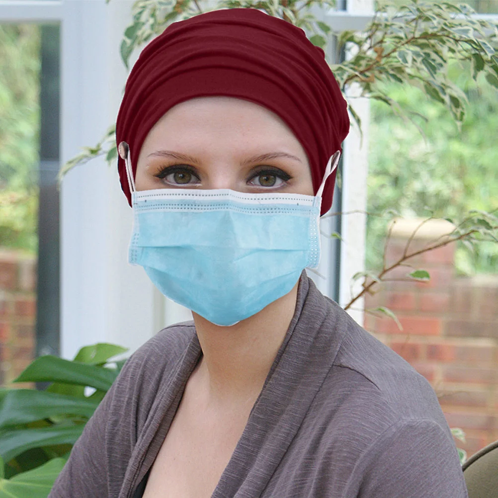 Chemo Hat Women Turban Soft Polyester Sleeping Cap Button Design Reusable Hair Oil Protection Sleep Turban Headwear 
Chemo Hat Women Turban Soft Polyester Sleeping Cap Button Design Reusable Hair Oil Protection Sleep Turban Headwear