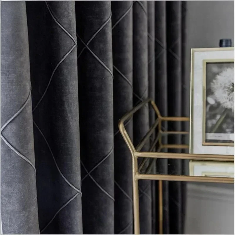 Custom Size Fashion Luxury European Curtains for Living Dining Room Bedroom Black Gray Blackout Partition 
Custom Size Fashion Luxury European Curtains for Living Dining Room Bedroom Black Gray Blackout Partition