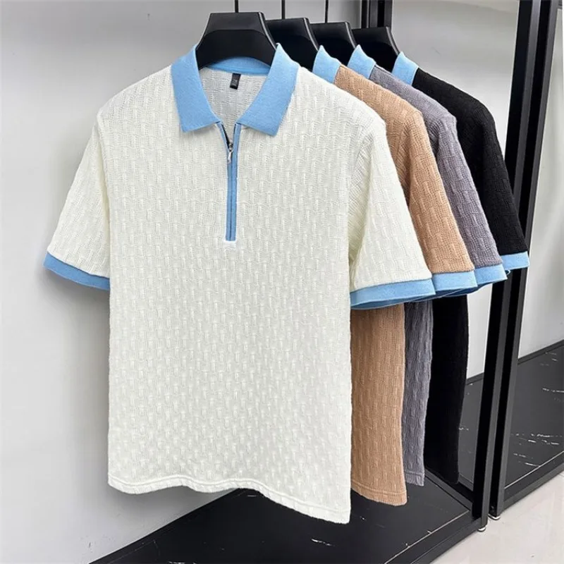 Men's Color Block Knit Polo Shirt Half Zip Short Sleeve Casual Breathable Summer Top
Men's Color Block Knit Polo Shirt Half Zip Short Sleeve Casual Breathable Summer Top