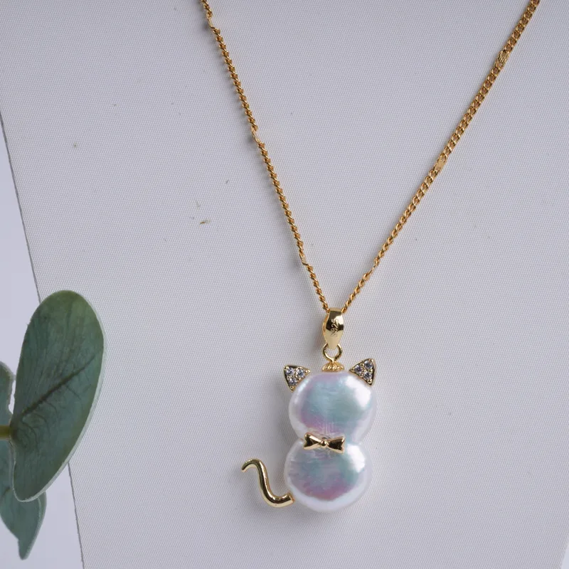 Minar Kawail Freshwater Pearl CZ Zircon Cartoon Cat with Bowknot Pendant Necklaces for Women Girls Gold Plated Chain Chokers
Minar Kawail Freshwater Pearl CZ Zircon Cartoon Cat with Bowknot Pendant Necklaces for Women Girls Gold Plated Chain Chokers