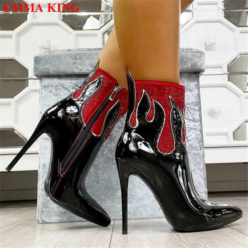 New Women Red Rhinestone Ankle Boots Patent Leather Black Short Boots Luxury Pointy Toe Ladies Shoes High Heel Womens Shoes 2022
New Women Red Rhinestone Ankle Boots Patent Leather Black Short Boots Luxury Pointy Toe Ladies Shoes High Heel Womens Shoes 2022