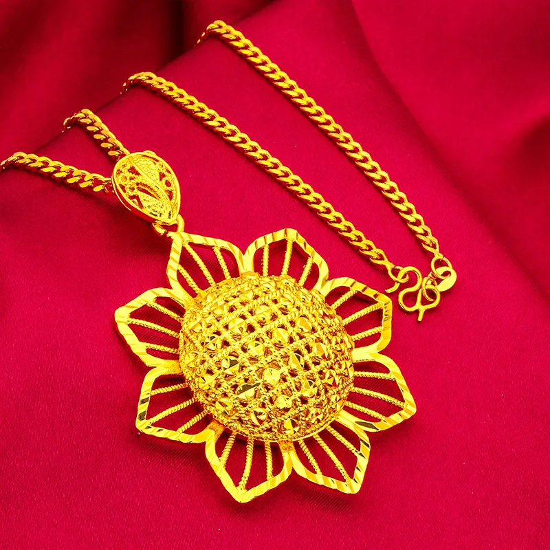 24K Gold Flower Pendant Necklace | AU999 Pure Gold, 3D layered petals with diamond accents, shiny finish, elegant for daily wear
24K Gold Flower Pendant Necklace | AU999 Pure Gold, 3D layered petals with diamond accents, shiny finish, elegant for daily wear
