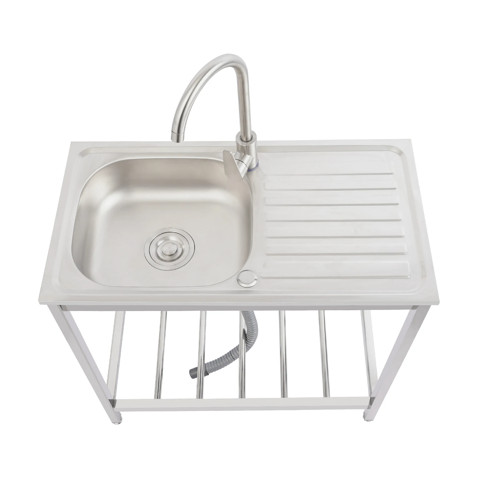 Stainless Steel Sink Free Standing Kitchen Sink with Storage Shelf (1-tier shelf), Outdoor Single Bowl Sinks with Workbench, fits for Kitchen Restaurant Laundry Commercial Sinks
Stainless Steel Sink Free Standing Kitchen Sink with Storage Shelf (1-tier shelf), Outdoor Single Bowl Sinks with Workbench, fits for Kitchen Restaurant Laundry Commercial Sinks