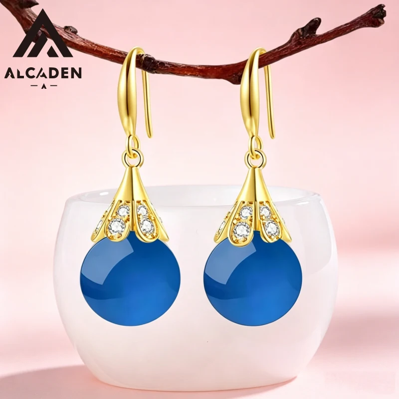 Women Vintage 925 Silver Earrings 12mm Hetian Jade Beads 18K Gold Plated Zircon Hooks
Women Vintage 925 Silver Earrings 12mm Hetian Jade Beads 18K Gold Plated Zircon Hooks
