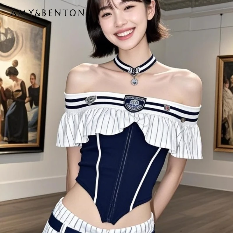 Original Design American Retro Striped Women's Short-sleeved Top Summer New Sweet Cool Versatile Hot Girls Sexy T-shirt Ladies
Original Design American Retro Striped Women's Short-sleeved Top Summer New Sweet Cool Versatile Hot Girls Sexy T-shirt Ladies