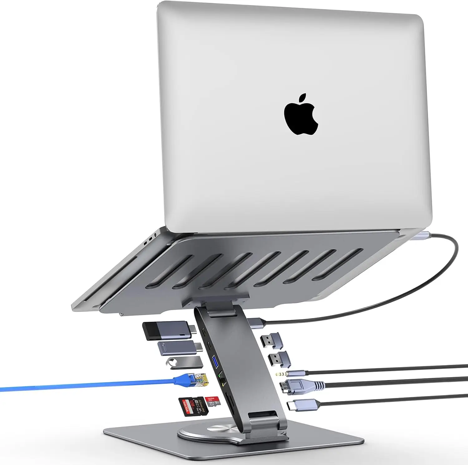 Adjustable Aluminum Laptop Stand with 11-in-1 Docking Station, USB Hub, Dual Display Support for 7-15.6 Inch Laptops
Adjustable Aluminum Laptop Stand with 11-in-1 Docking Station, USB Hub, Dual Display Support for 7-15.6 Inch Laptops