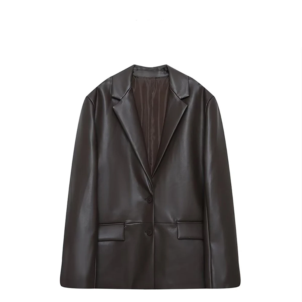 Женский коричневый кожаный пиджак, куртки 2026, новый костюм с зубчатыми лацканами и двойными пуговицами, модная крутая свободная байкерская мотоциклетная куртка
Женский коричневый кожаный пиджак, куртки 2026, новый костюм с зубчатыми лацканами и двойными пуговицами, модная крутая свободная байкерская мотоциклетная куртка