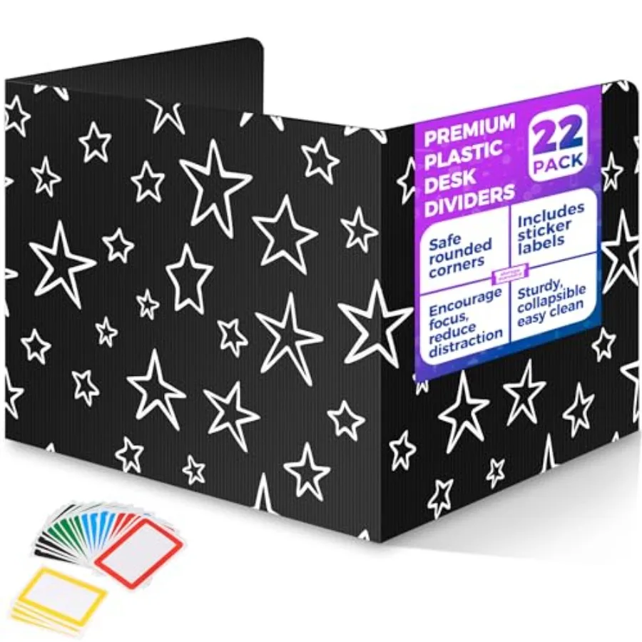 22-Pack Desk Dividers for Students - Star Durable and Waterproof Plastic Study Carrel Divider Classroom Folders Teacher Supplie
22-Pack Desk Dividers for Students - Star Durable and Waterproof Plastic Study Carrel Divider Classroom Folders Teacher Supplie