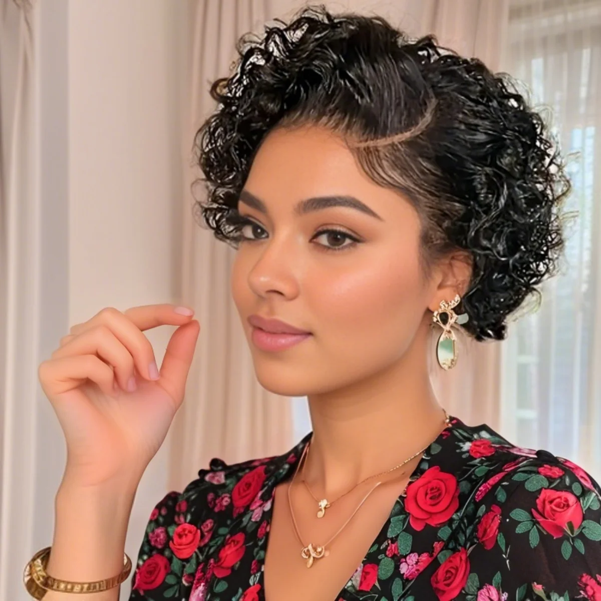 Human Hair Curly Bob Wig 13x4X1 Lace Front Wigs Short Bob With Elastic Band Pixie Cut Natural Black For Women
Human Hair Curly Bob Wig 13x4X1 Lace Front Wigs Short Bob With Elastic Band Pixie Cut Natural Black For Women