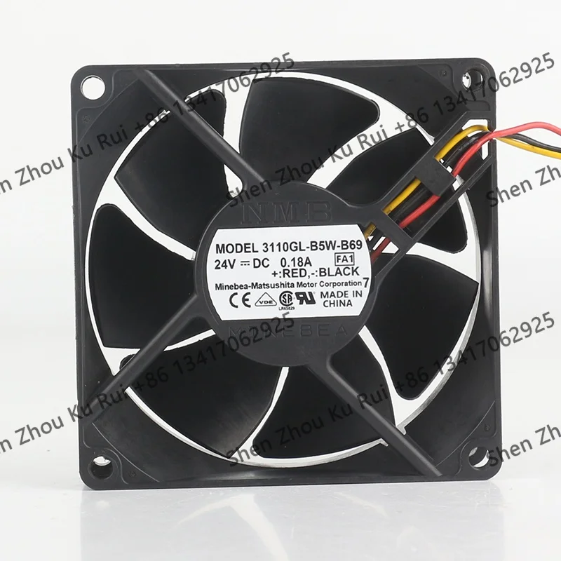 NMB 8cm 8025 24V 0.18A 3110GL-B5W-B69 3-wire Double Ball Bearing Frequency Converter Cooling Fan
NMB 8cm 8025 24V 0.18A 3110GL-B5W-B69 3-wire Double Ball Bearing Frequency Converter Cooling Fan