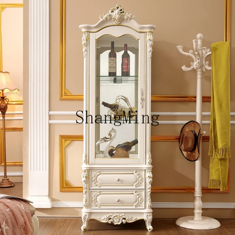 DHY solid wood living room glass cabinet combination household single and double door carved locker 
DHY solid wood living room glass cabinet combination household single and double door carved locker