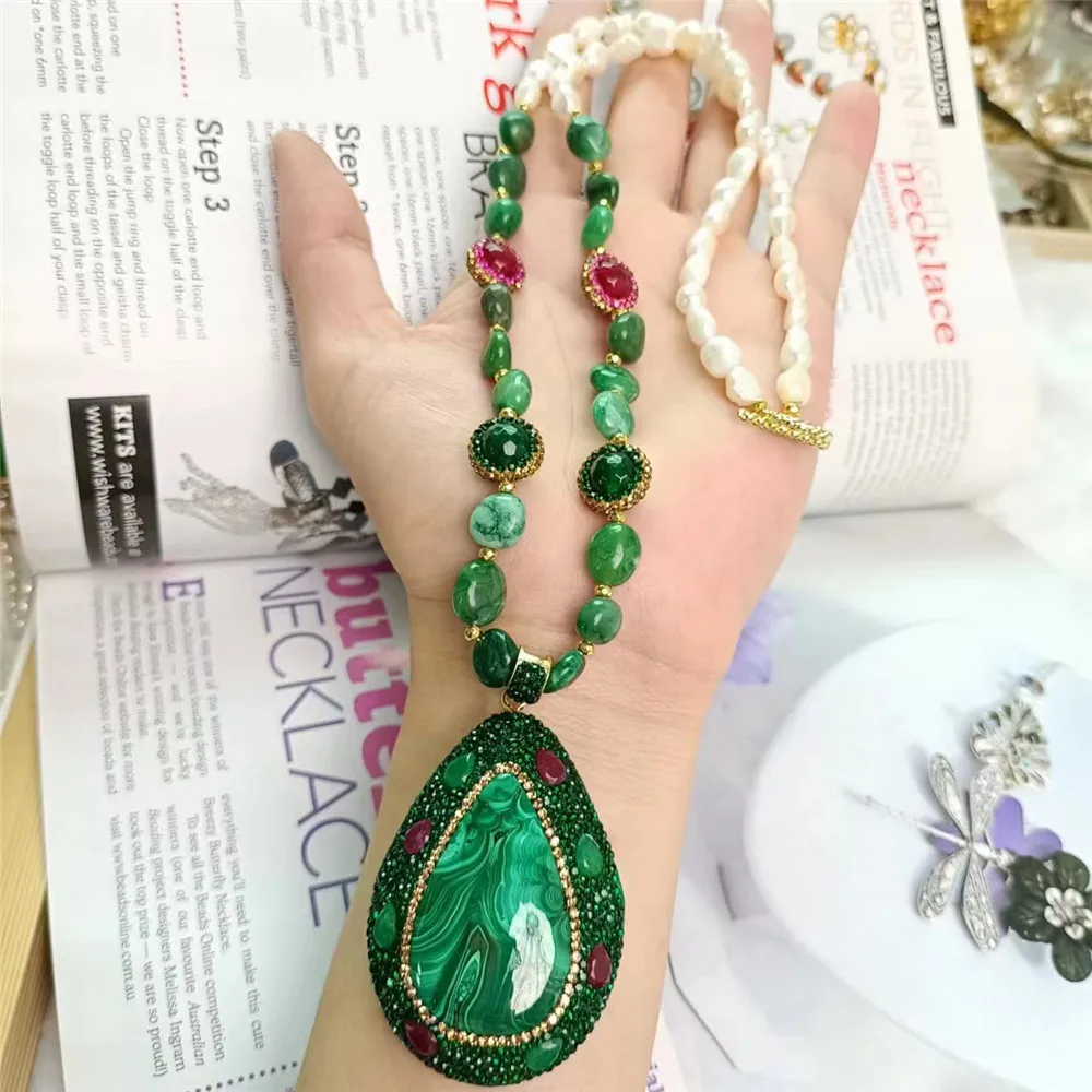 Natural Water Droplets Malachite Pendant Necklace for Women Personalized Fashion Elegant Noble Ladies Party Exquisite Jewelry
Natural Water Droplets Malachite Pendant Necklace for Women Personalized Fashion Elegant Noble Ladies Party Exquisite Jewelry
