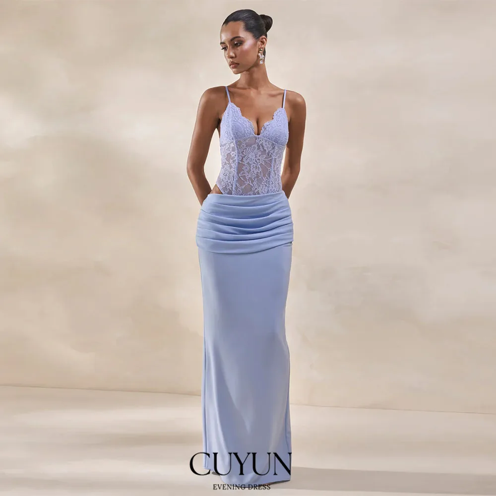 CUYUN Customized Blue Sexy Women Evening Dresses V-Neck Spaghetti Straps Party Gown Floor-Length Backless Special Occasion Gown
CUYUN Customized Blue Sexy Women Evening Dresses V-Neck Spaghetti Straps Party Gown Floor-Length Backless Special Occasion Gown