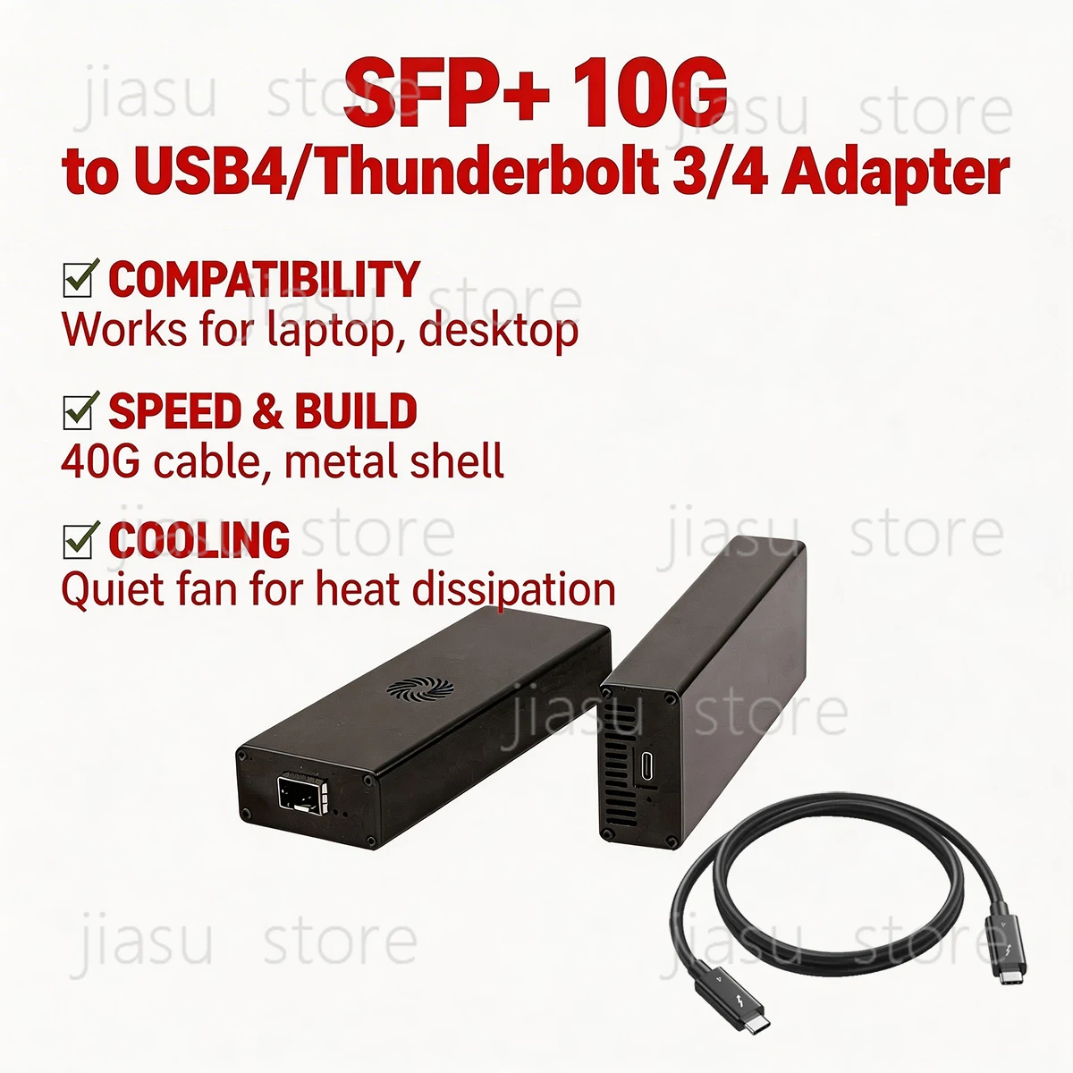 SFP+ 10G Network Adapter Intel 82599 to USB4 Thunderbolt 3/4, support Windows MacOS, Linux