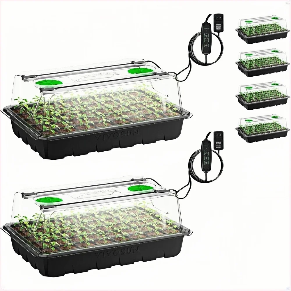 6-Pack Seed Starter Trays, 240-Cell Seed Starter Kit 2 Set of LED Lights, 3.6" Higher Cover, Planting Seed, 40 Cells x 6 Packs
6-Pack Seed Starter Trays, 240-Cell Seed Starter Kit 2 Set of LED Lights, 3.6" Higher Cover, Planting Seed, 40 Cells x 6 Packs