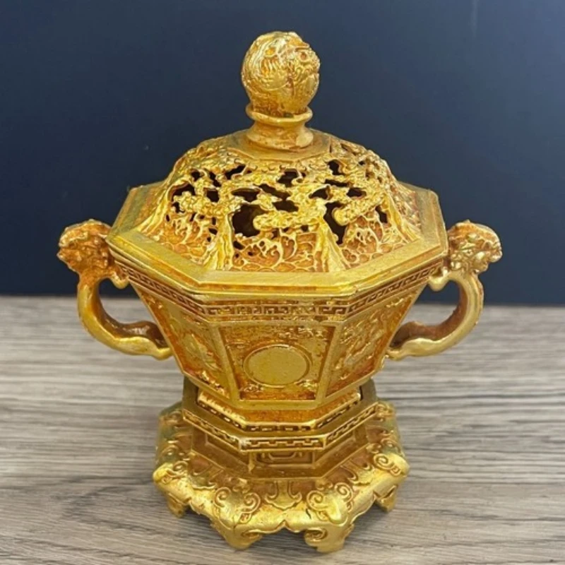4.72" Old Chinese Copper gold-plating Three layer octagonal Incense Burners Statue
4.72" Old Chinese Copper gold-plating Three layer octagonal Incense Burners Statue