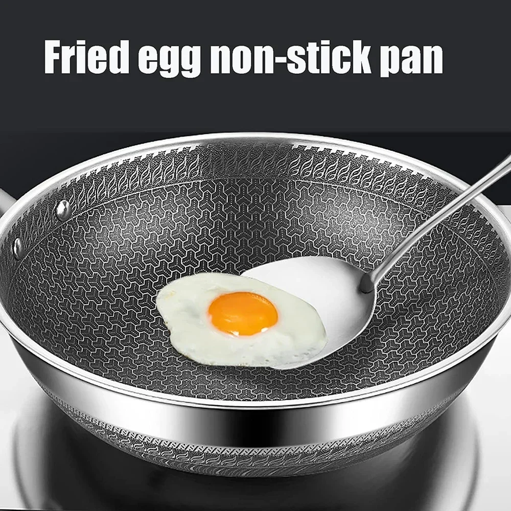 New Non-stick Pan Double-sided Honeycomb 304 Stainless Steel With Lid Wok Without Oil Smoke Frying Pan Wok Without Phosphorus
New Non-stick Pan Double-sided Honeycomb 304 Stainless Steel With Lid Wok Without Oil Smoke Frying Pan Wok Without Phosphorus