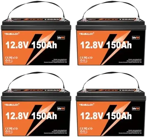 4X 12V 150Ah LiFePO4 Lithium Battery 1920Wh Energy, Built-in 100A BMS Low Tem Cut Off 15000+ Deep Cycle Rechargable RV
4X 12V 150Ah LiFePO4 Lithium Battery 1920Wh Energy, Built-in 100A BMS Low Tem Cut Off 15000+ Deep Cycle Rechargable RV