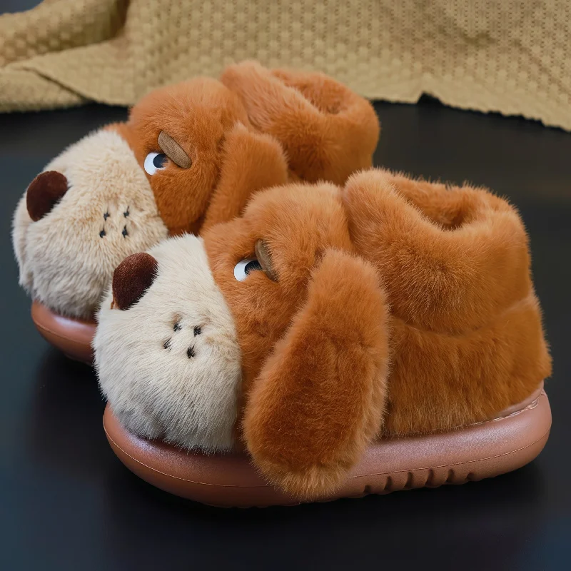 Cartoon dog Cotton Slippers Woman 2025 New Fluffy Outwear High Top Fur Loafers Female's Footwear Ladies Slip-on Plush Slides
Cartoon dog Cotton Slippers Woman 2025 New Fluffy Outwear High Top Fur Loafers Female's Footwear Ladies Slip-on Plush Slides