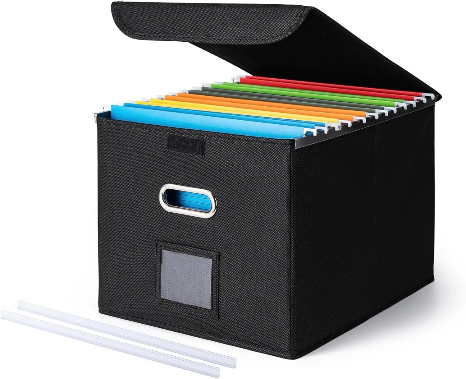 Large Hanging File Organizer Box with Lid, Collapsible Portable Storage for Office Home Decor (Black, 14.9x12.59x10.8 inch)
Large Hanging File Organizer Box with Lid, Collapsible Portable Storage for Office Home Decor (Black, 14.9x12.59x10.8 inch)