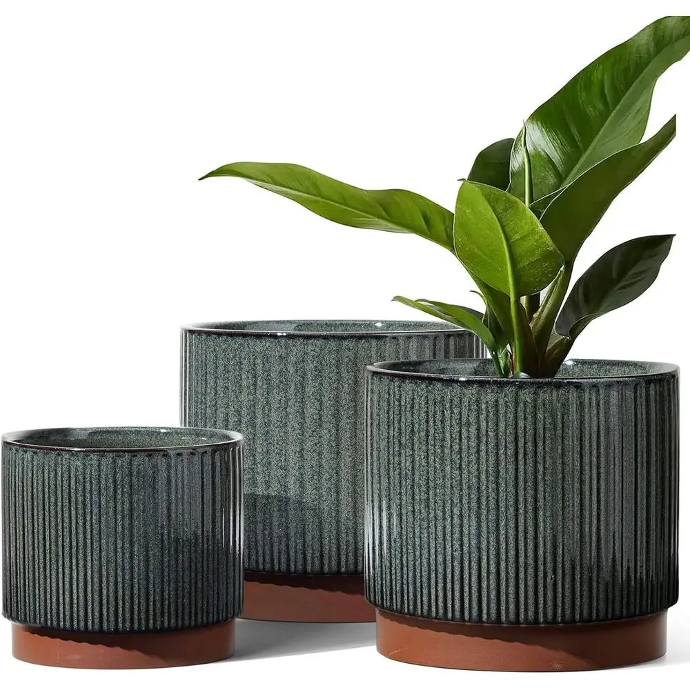 Set of 3 Striped Plant Pots with Drainage, 8, 6.7, and 5.5 Inch Sizes for Indoor and Outdoor Plants
Set of 3 Striped Plant Pots with Drainage, 8, 6.7, and 5.5 Inch Sizes for Indoor and Outdoor Plants