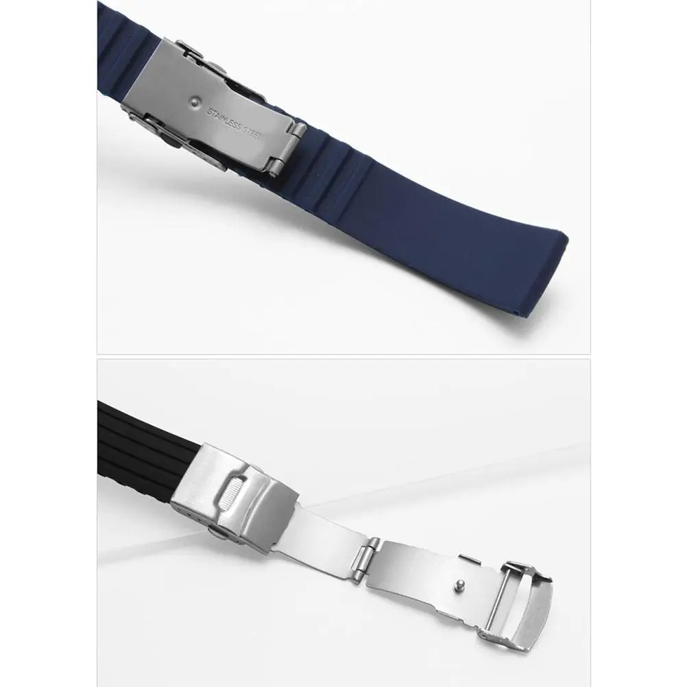 Waterproof Silicone Watch Band Black Foldable Women Belt Stripes Replacement Strap Breathing Stainless Steel
Waterproof Silicone Watch Band Black Foldable Women Belt Stripes Replacement Strap Breathing Stainless Steel