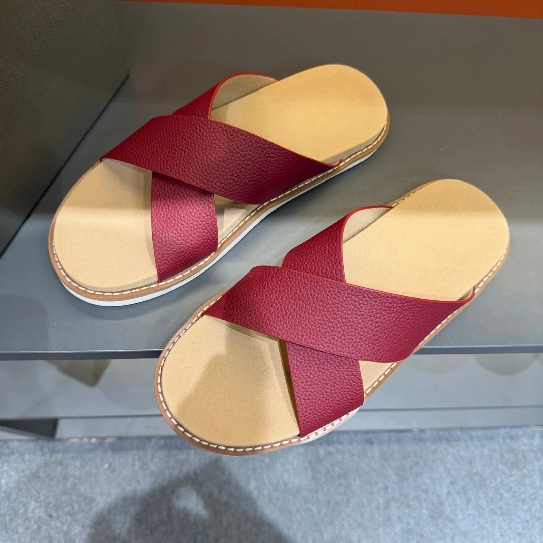 Luxury Brand Fashion Sandals Handmade Men's Shoes House Slippers Beach Garden Outdoor Slides Litchi-grain Cowhide Holiday Gifts
Luxury Brand Fashion Sandals Handmade Men's Shoes House Slippers Beach Garden Outdoor Slides Litchi-grain Cowhide Holiday Gifts