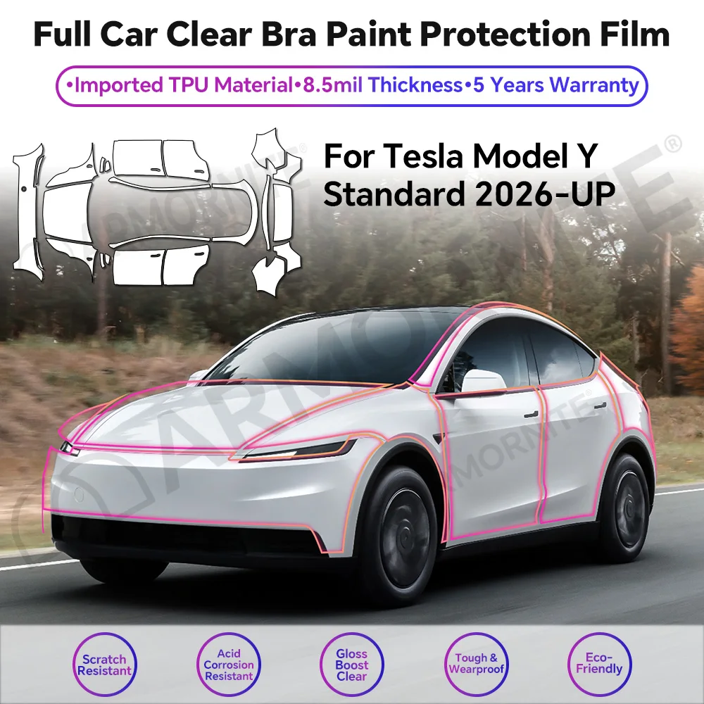 For Tesla Model Y Standard 2026 Clear TPU 8.5Mil Thick Scratch Resistant Transparent Gloss Film Car Exterior Paint Protection
For Tesla Model Y Standard 2026 Clear TPU 8.5Mil Thick Scratch Resistant Transparent Gloss Film Car Exterior Paint Protection