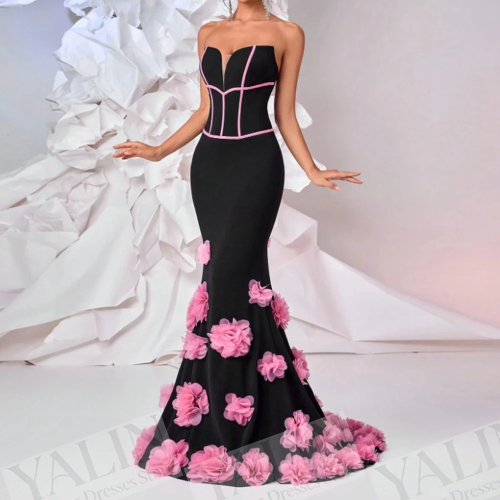 Women's Mermaid Evening Dresses Floor-length Strapless Sleeveless Prom Gown Fashion Flowers Simple Draped Customized Gowns
Women's Mermaid Evening Dresses Floor-length Strapless Sleeveless Prom Gown Fashion Flowers Simple Draped Customized Gowns