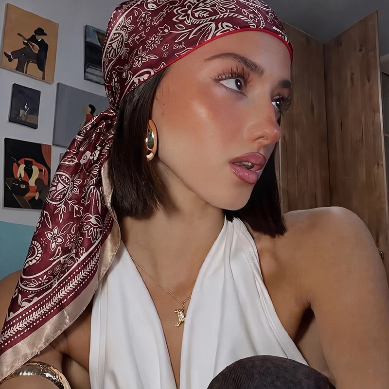 Luxury Satin Square Scarf Women Hijab Retro Paisley Print Neck Tie Headband Breathable Shawl Hair Accessory for Beach Travel
Luxury Satin Square Scarf Women Hijab Retro Paisley Print Neck Tie Headband Breathable Shawl Hair Accessory for Beach Travel