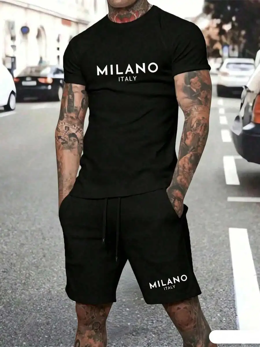 Mens Casual Round Neck Short Sleeve T-Shirt And Drawstring Shorts Set Lightweight Breathable Sportswear For Spring Summer
Mens Casual Round Neck Short Sleeve T-Shirt And Drawstring Shorts Set Lightweight Breathable Sportswear For Spring Summer