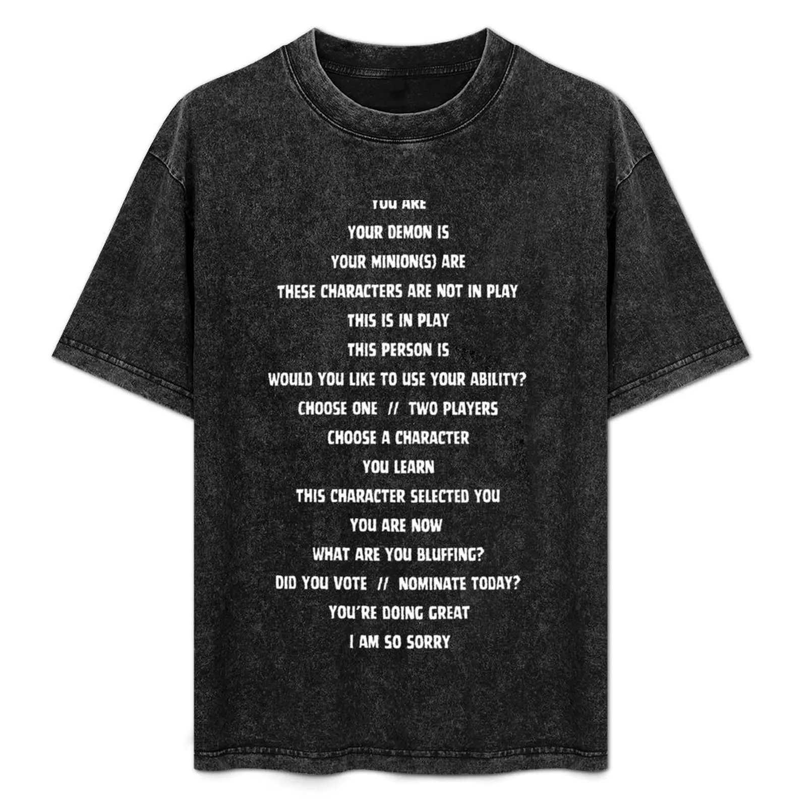 Blood on the clocktower Storyteller's best friend -- White T-Shirt Basic Short Sleeve Cotton Blend T-Shirt
Blood on the clocktower Storyteller's best friend -- White T-Shirt Basic Short Sleeve Cotton Blend T-Shirt