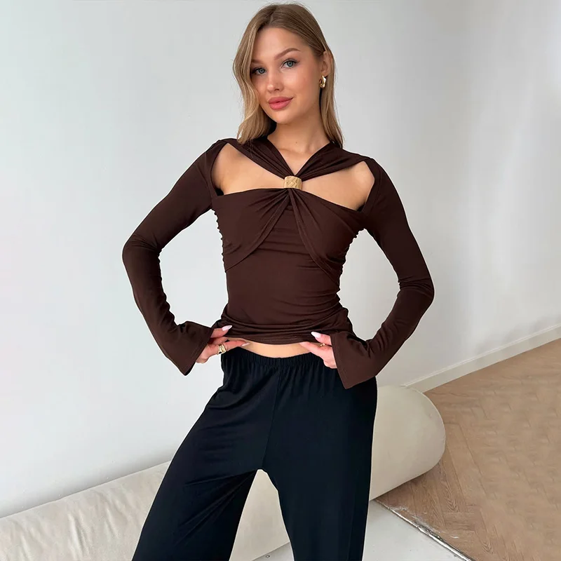 Talenza Fashion Hollow Out T-shirt Vintage High Street Twisted Patchwork Long Sleeve Top Autumn New Chic Sexy Solid Women Tops
Talenza Fashion Hollow Out T-shirt Vintage High Street Twisted Patchwork Long Sleeve Top Autumn New Chic Sexy Solid Women Tops